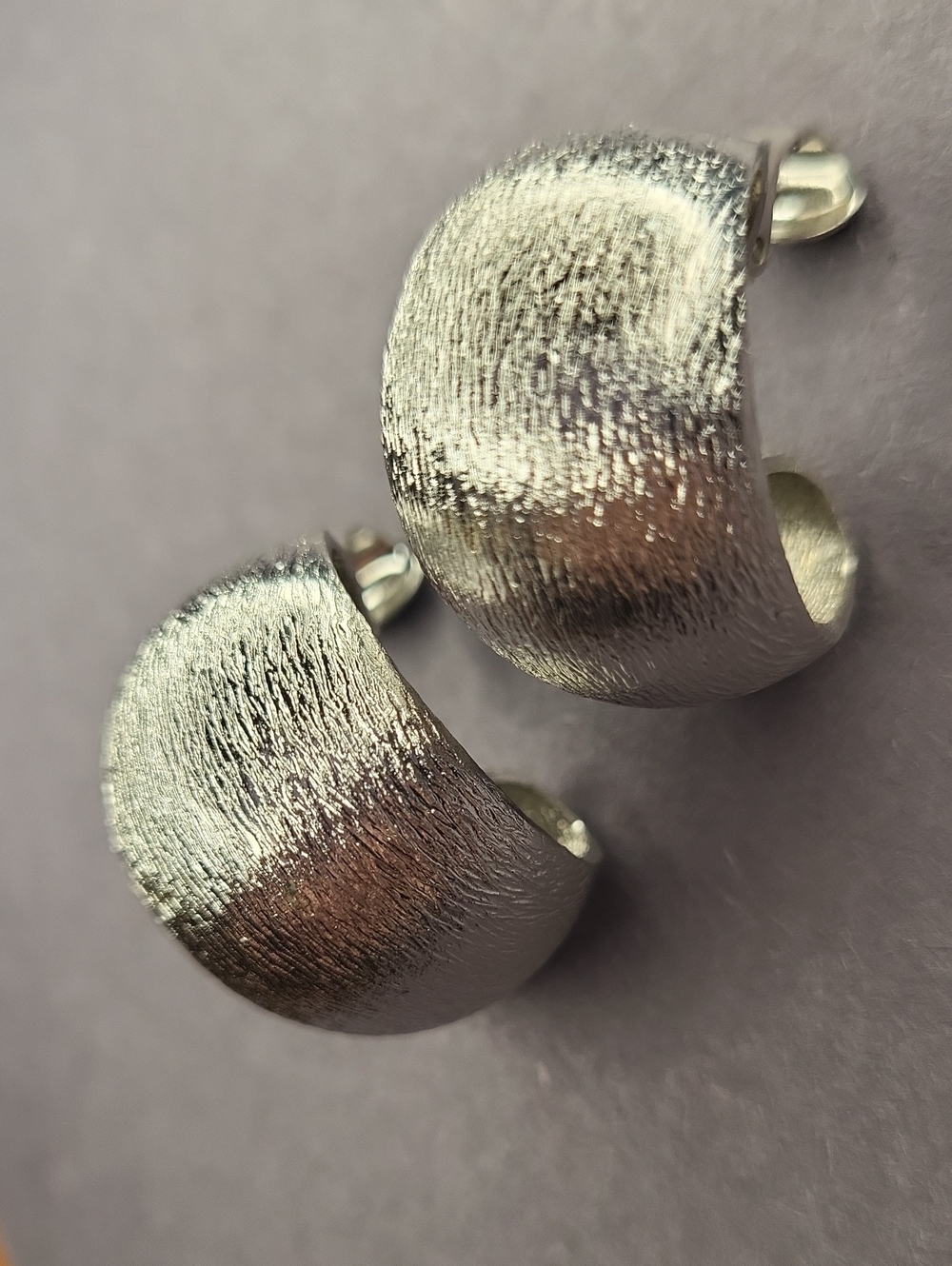 Textured Silver Hoop Clip-On Earrings